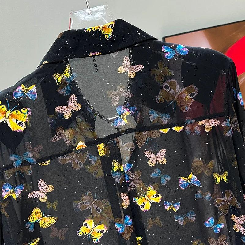 Butterflies Thin Slightly Transparent Shirt