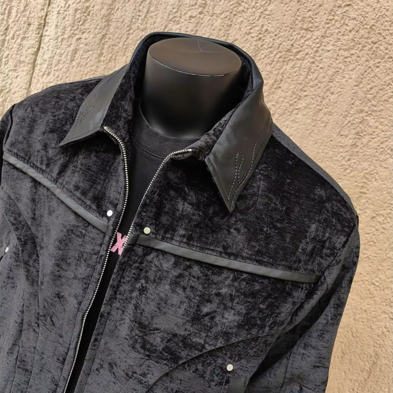 Solid Patchwork Collar Bomber Jacket