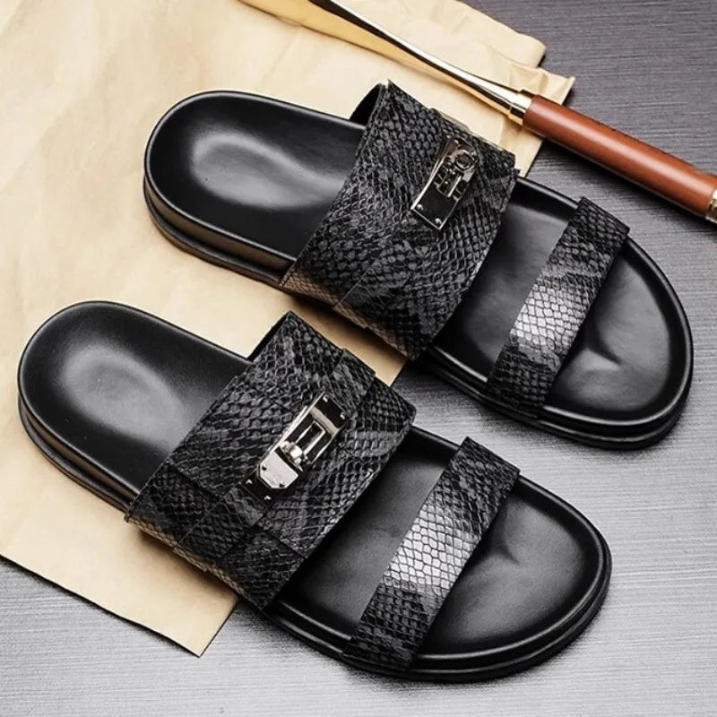 Snakeskin Genuine Leather Slippers