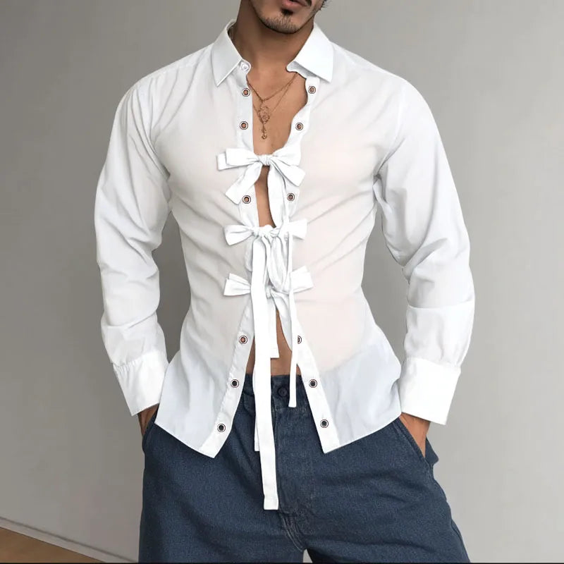 Long Sleeve Bowknot Button Shirt