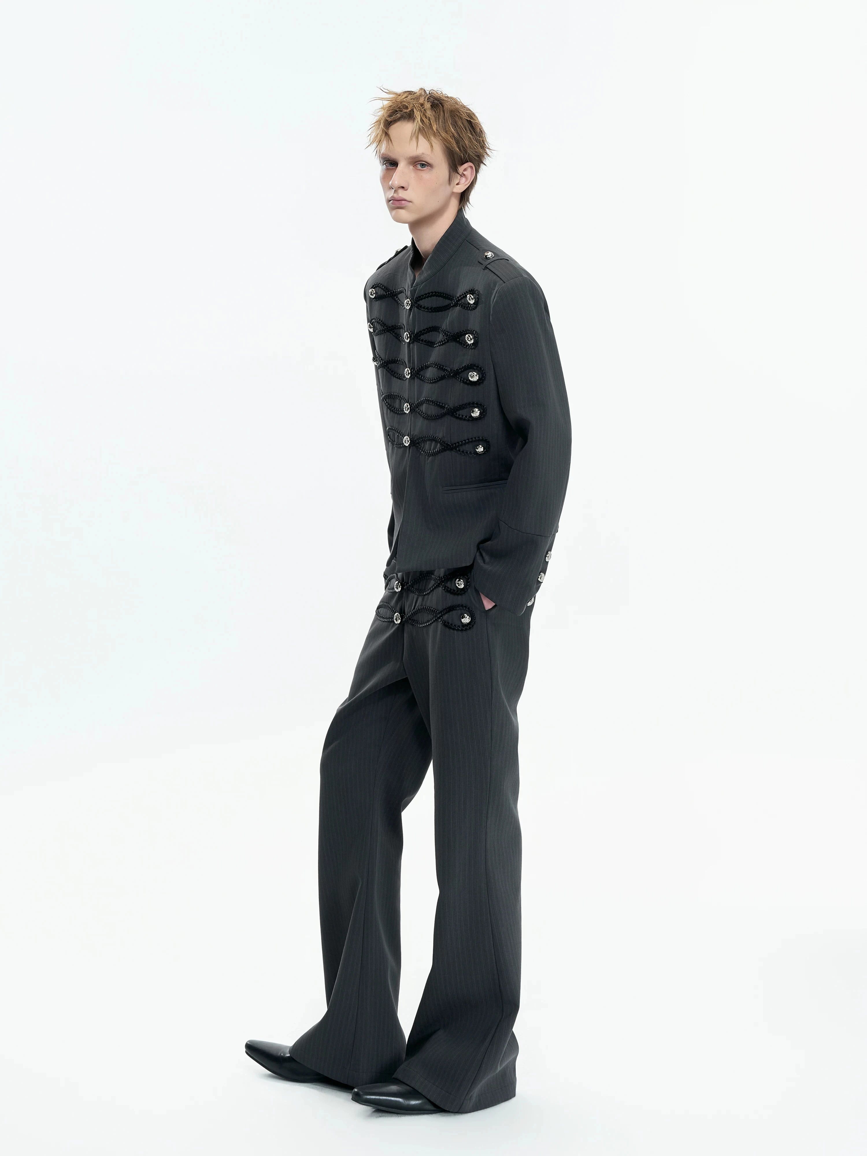 Gothic Style Buttons Wave Braid Jacket