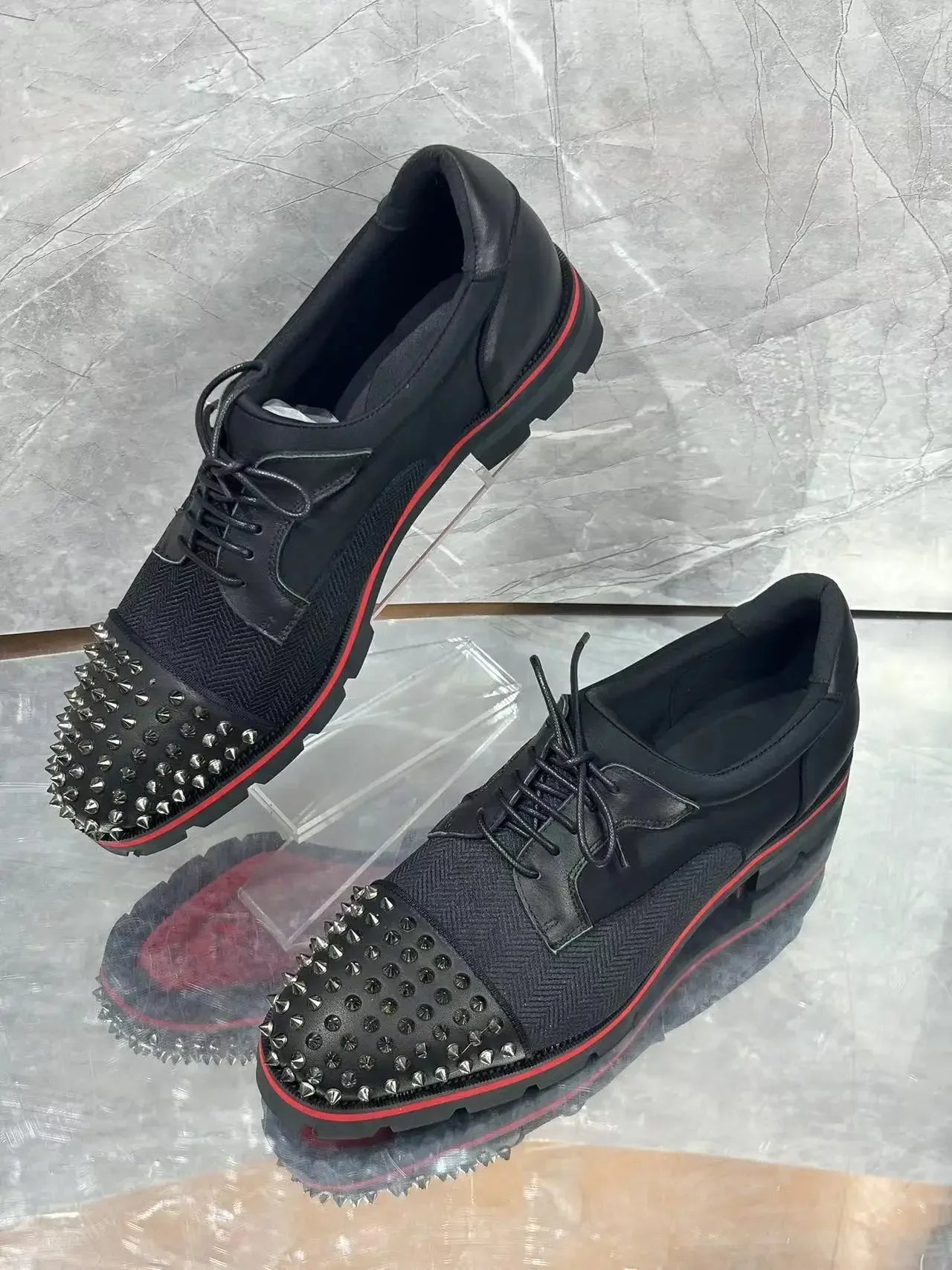 Studs Spike Round Toe Loafers