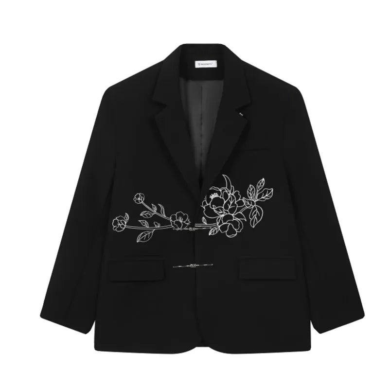 Chinese Style Flower Embroidery Blazer