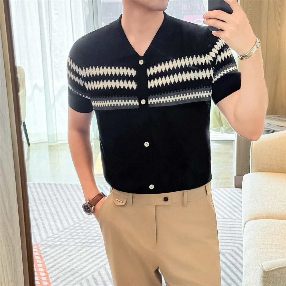Lyocell Knitted Single Buttoned Shirt