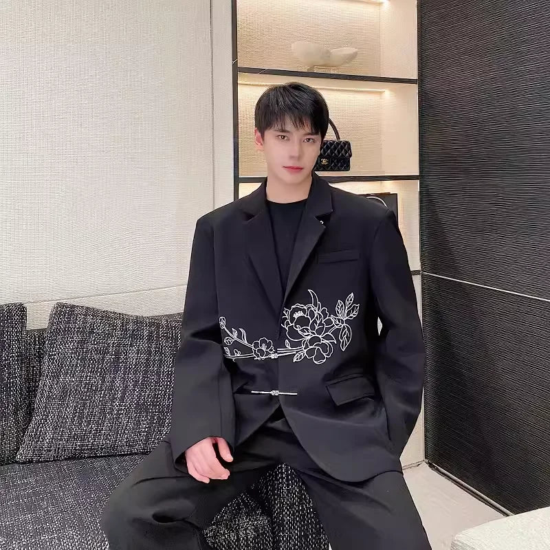 Chinese Style Flower Embroidery Blazer