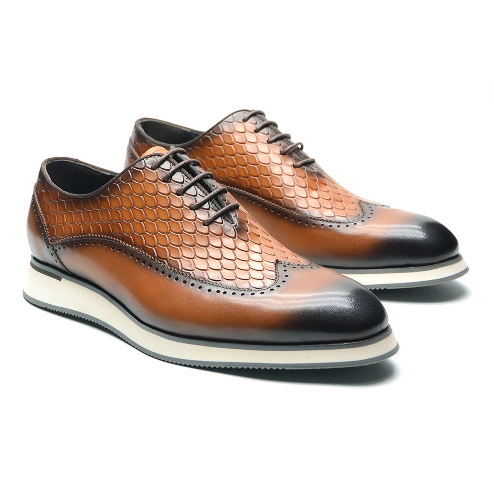 Chiseled Pattern Oxford Shoes