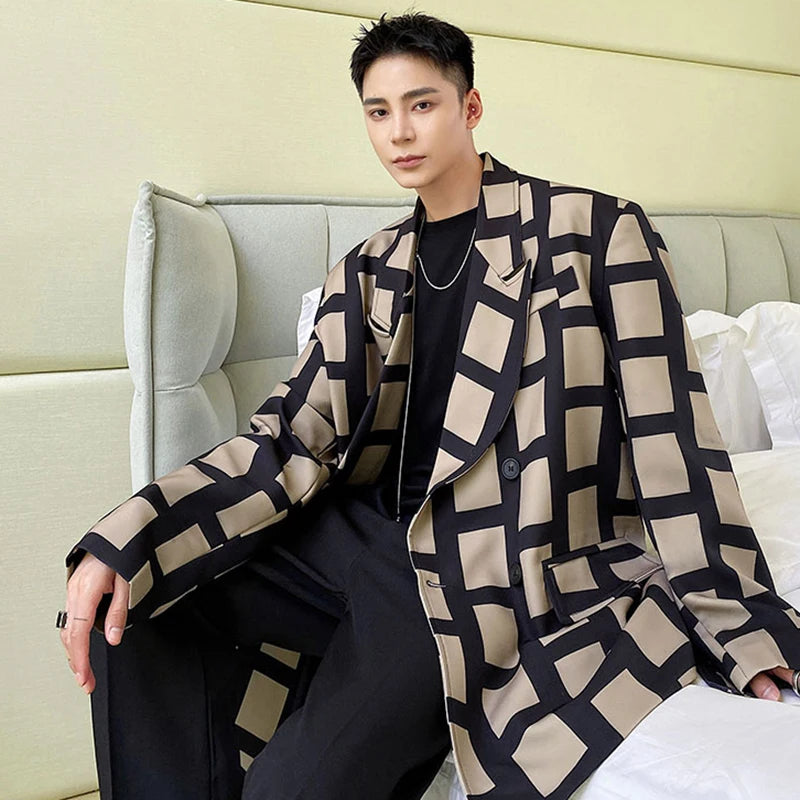 Casual Plaid Printed Loose Design Blazer