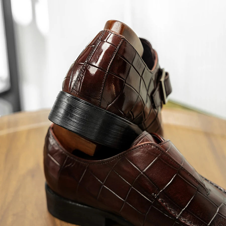 Croc Embossed Monk Dress Shoes