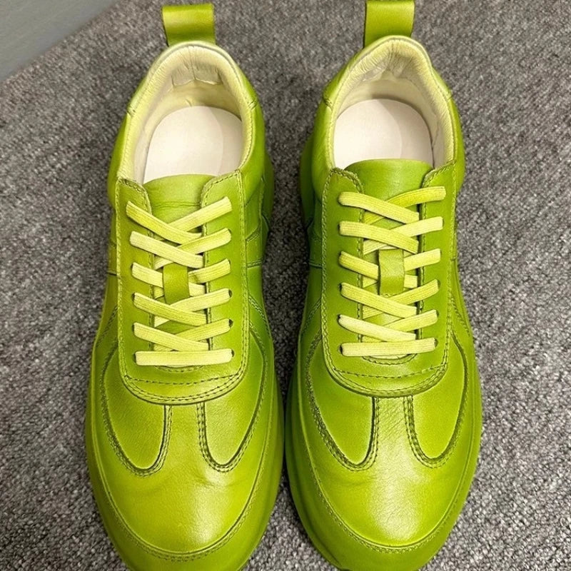 Genuine Leather Low-Top Retro Sneakers