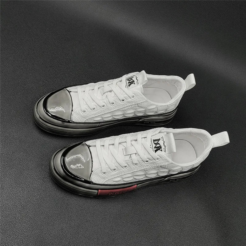 Leather Alligator Pattern Men's Sneakers