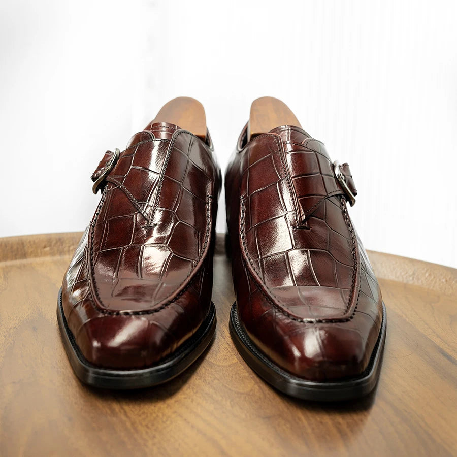 Croc Embossed Monk Dress Shoes