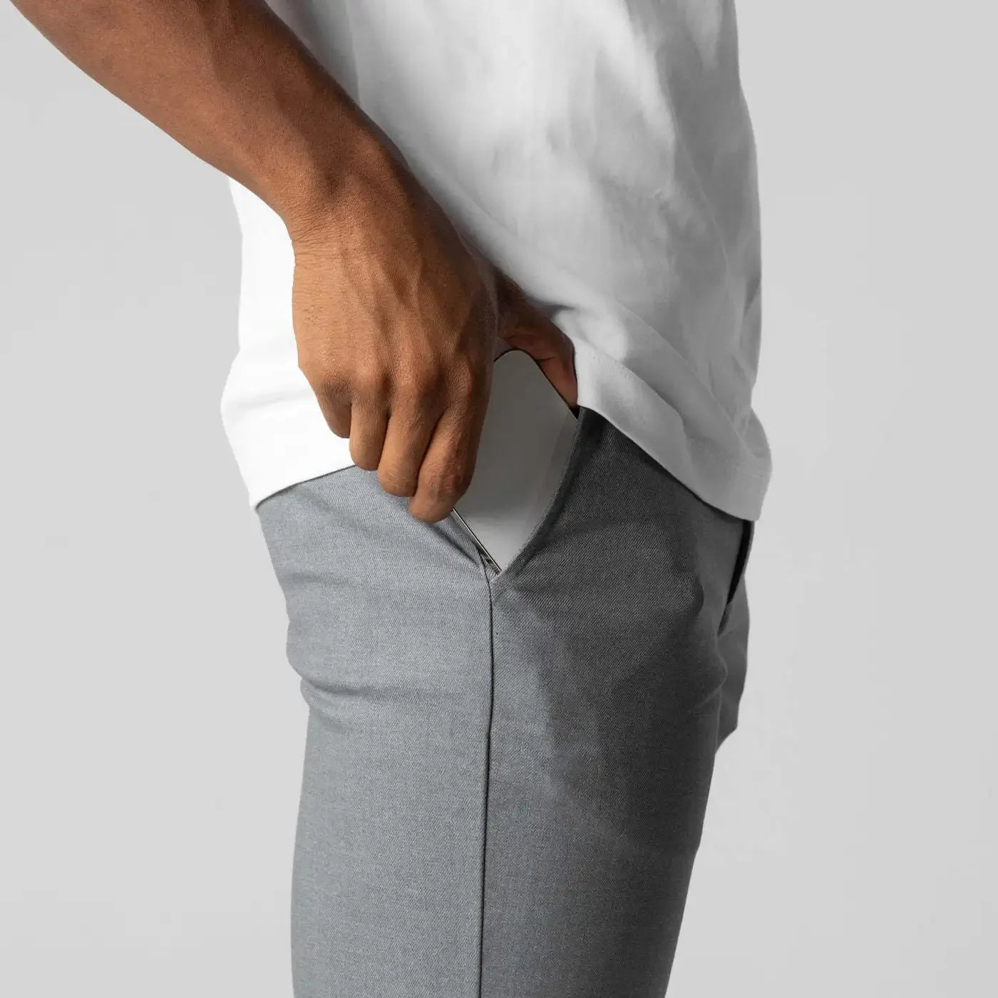 Solid Stretchy Mid-Waist Men's Pants
