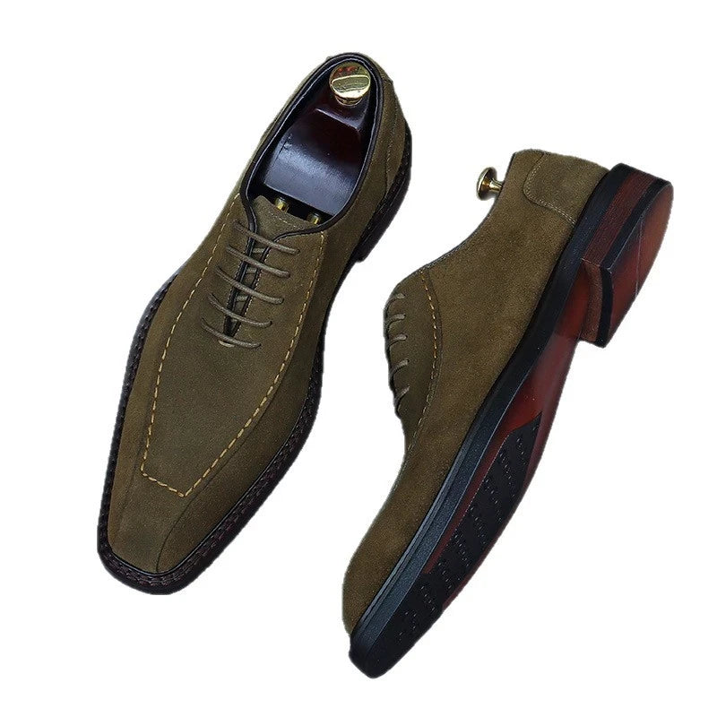 Men's Suede Square Toe Dress Shoes