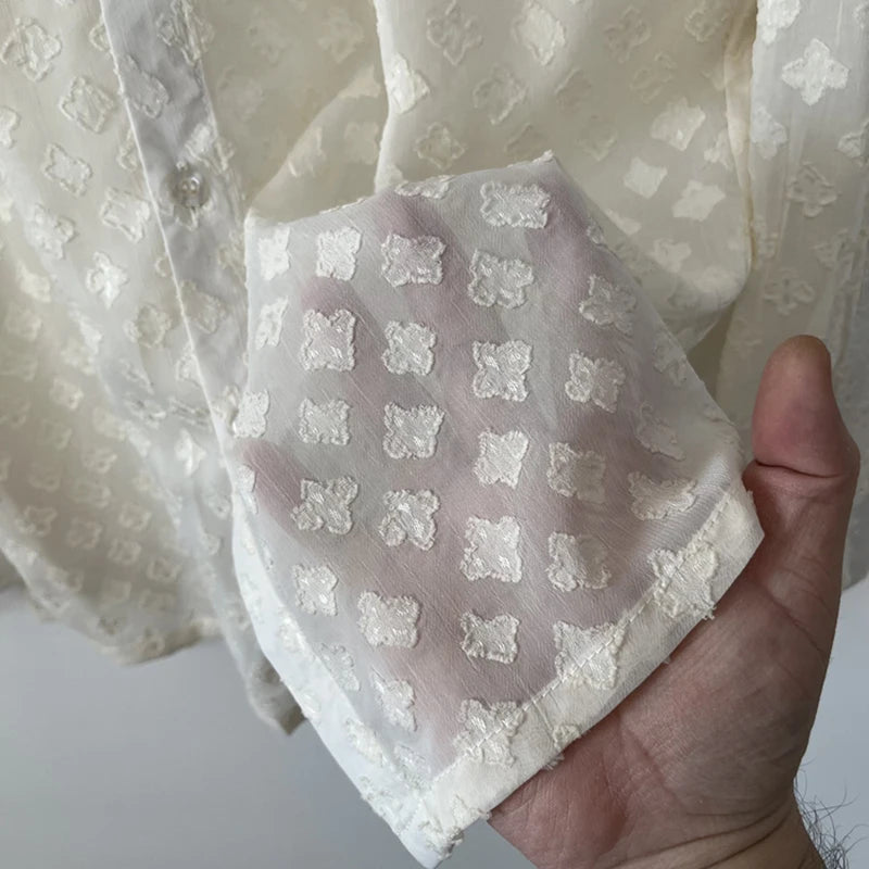 Semi-Transparent Jacquard Chiffon Shirt