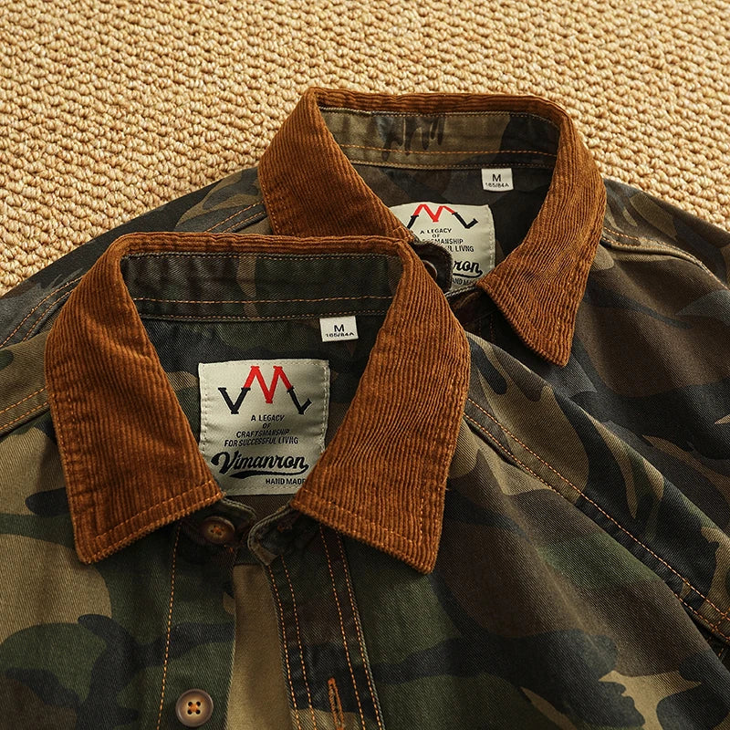 Retro Woven Twill Camouflage Shirt