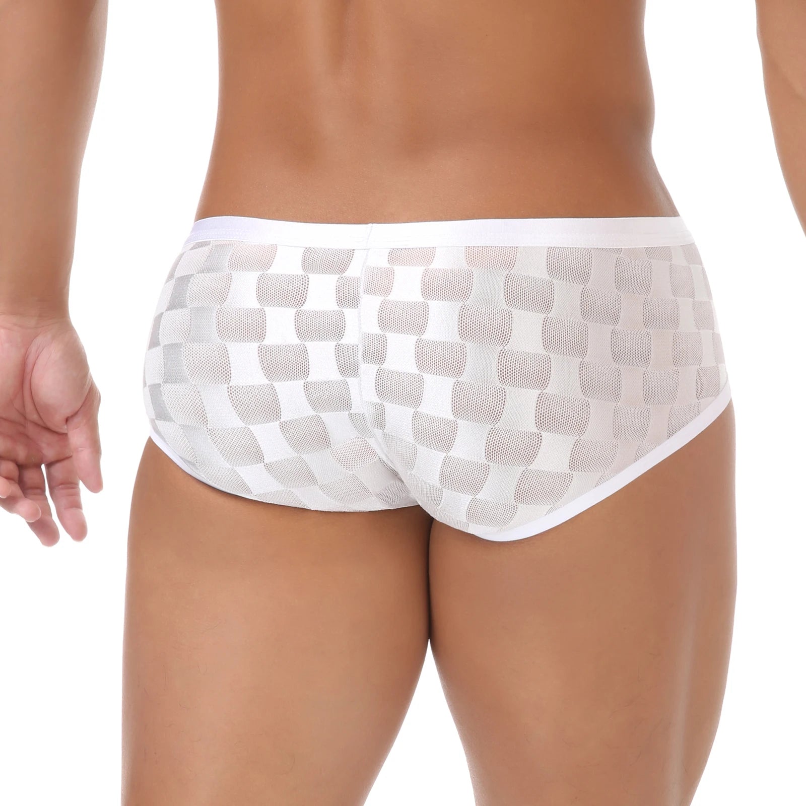 See-Through Checkered Pattern Briefs