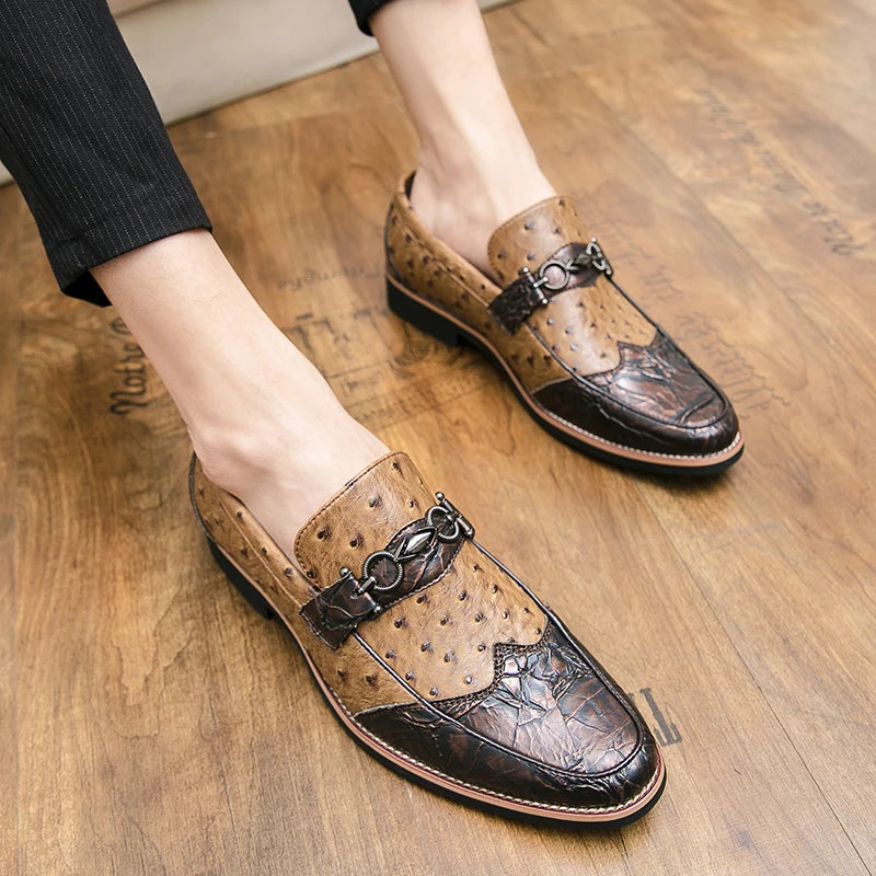 Exotic Leather Buckle Loafers