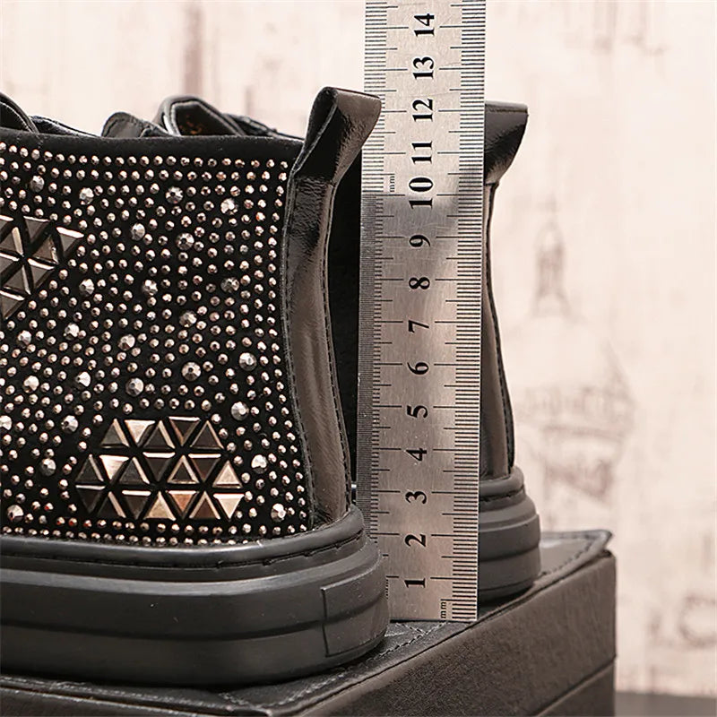 Lace-Up Charm Rhinestones Platform Sneakers