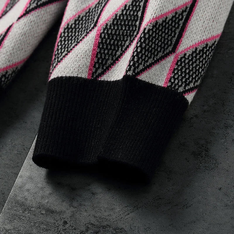 Geometric Diamond Printing Men's Sweater