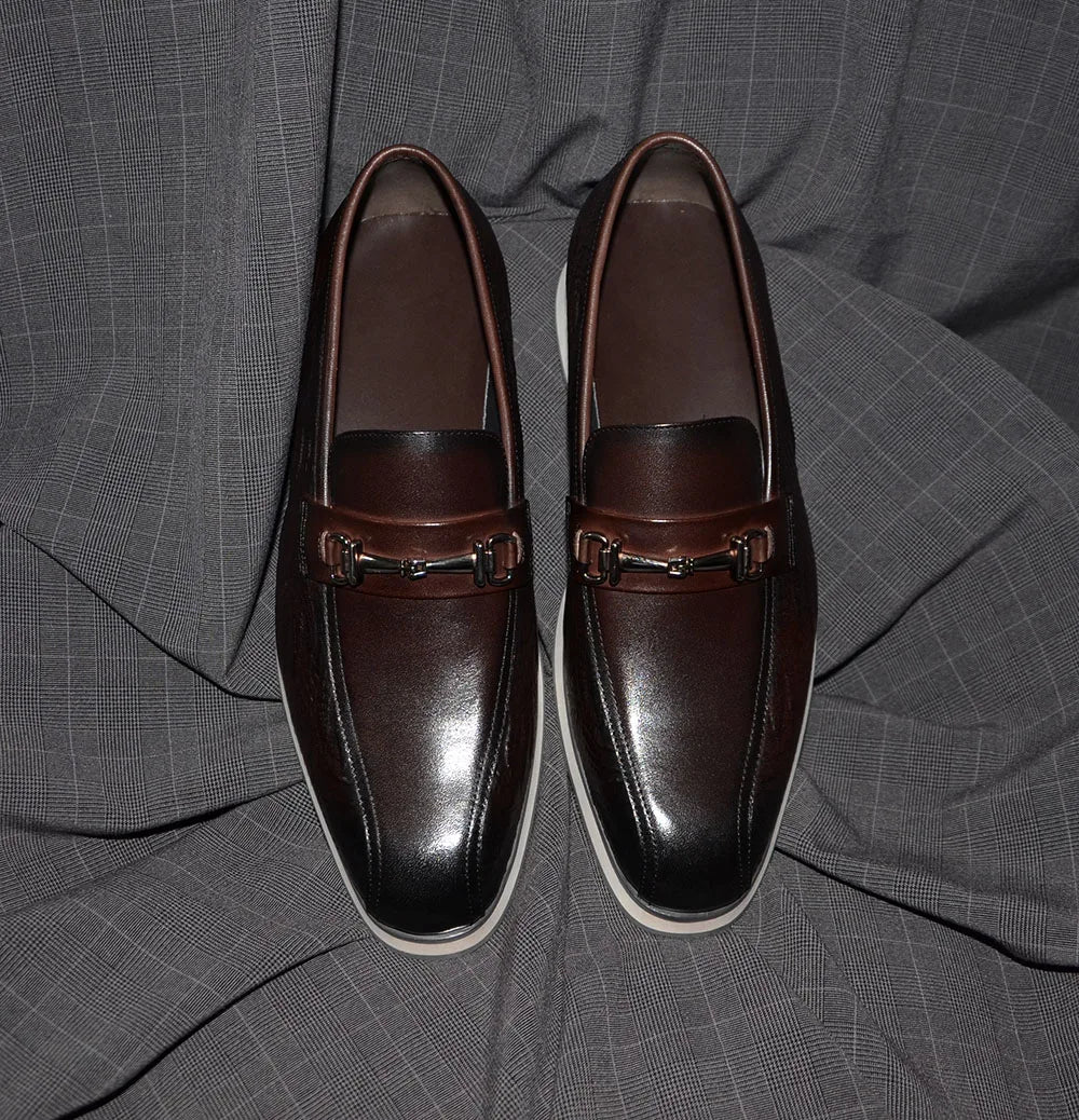 Horsebit Appliques Embossed Croc Texture Loafers