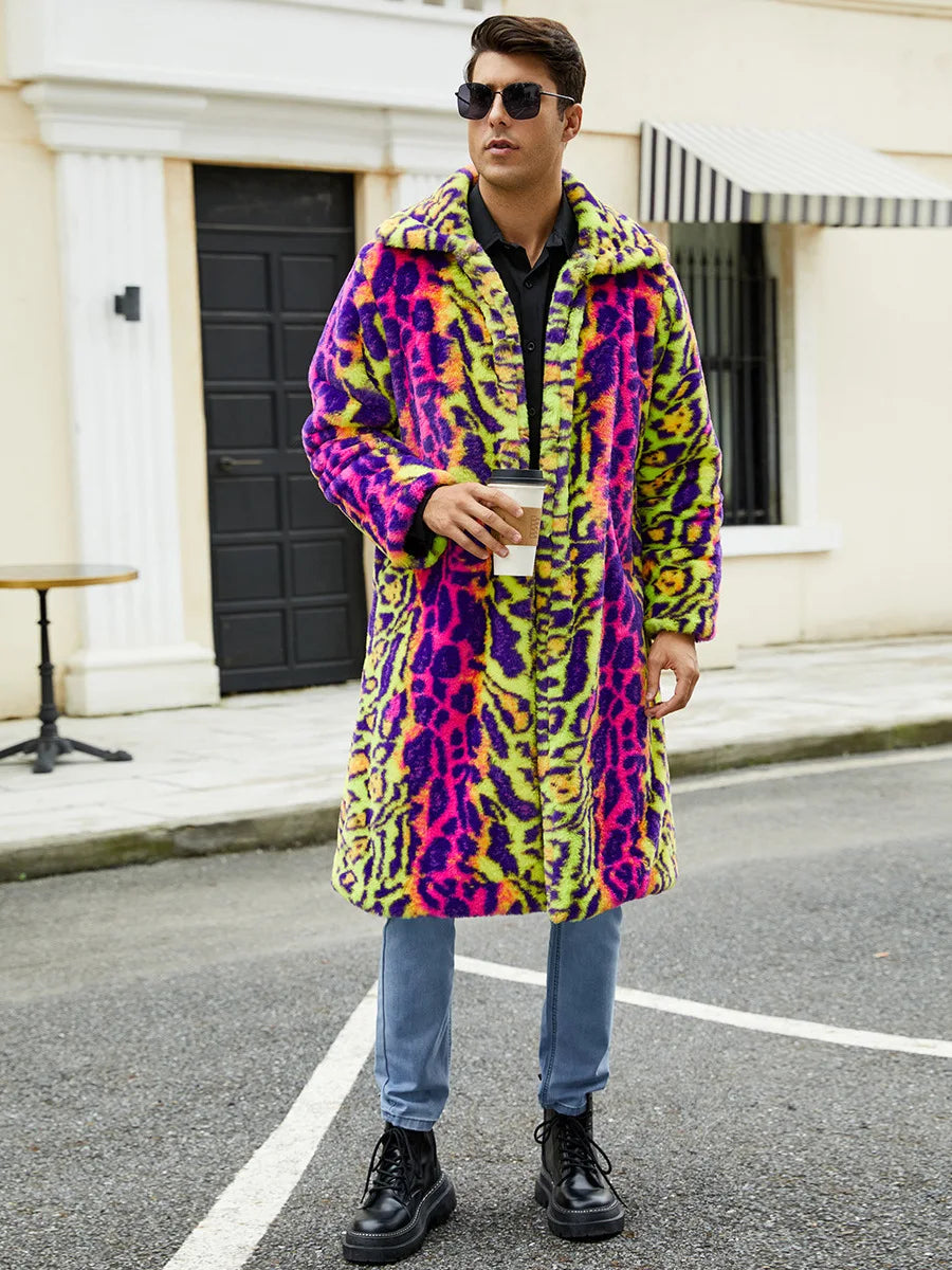 Vibrant Leopard Luxe Fur Coat