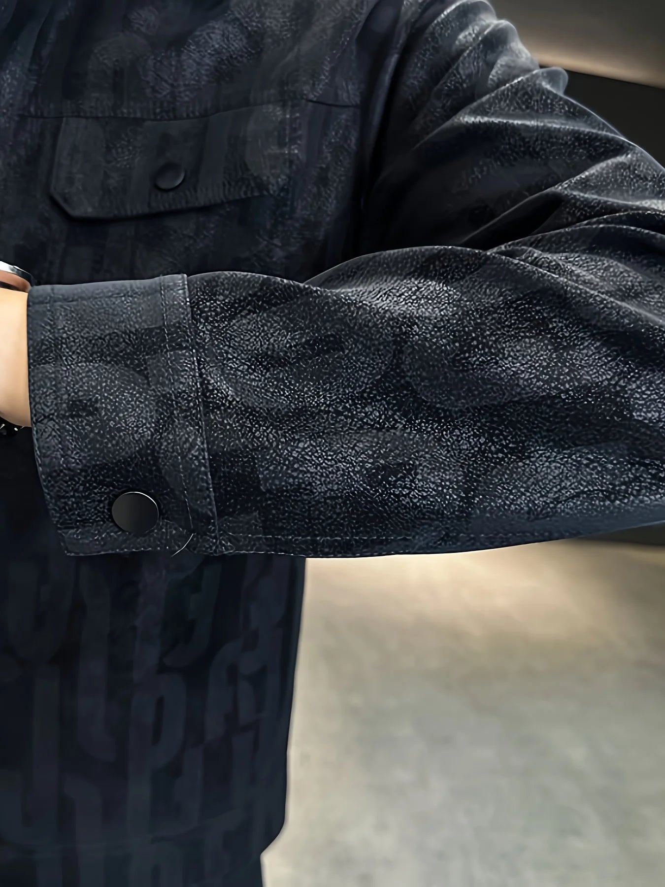 Letter Printed Design Button-Up Jacket