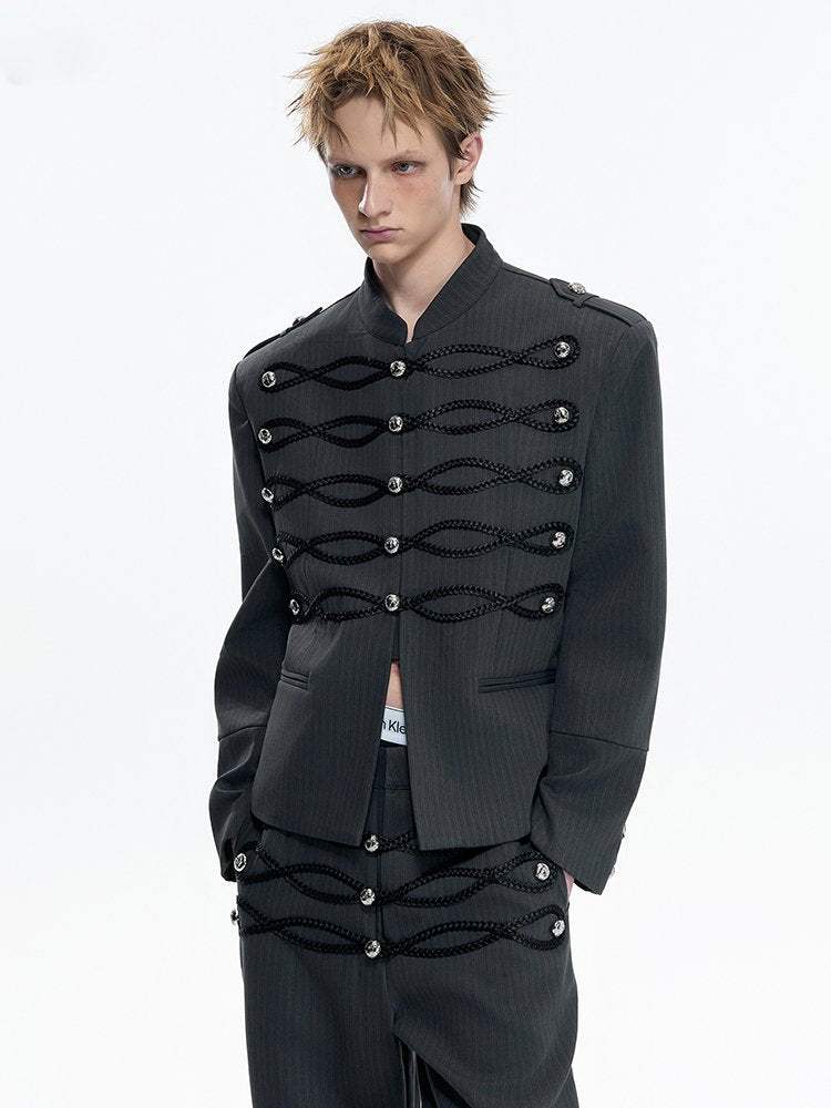 Gothic Style Buttons Wave Braid Jacket