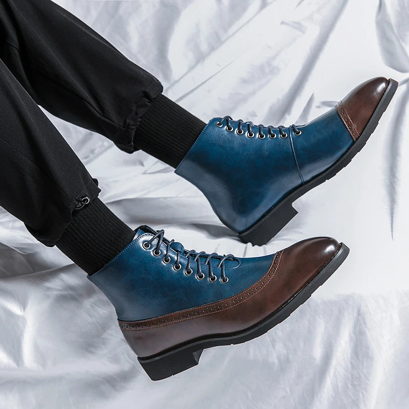 Leather Almond-Toe Workwear Boots