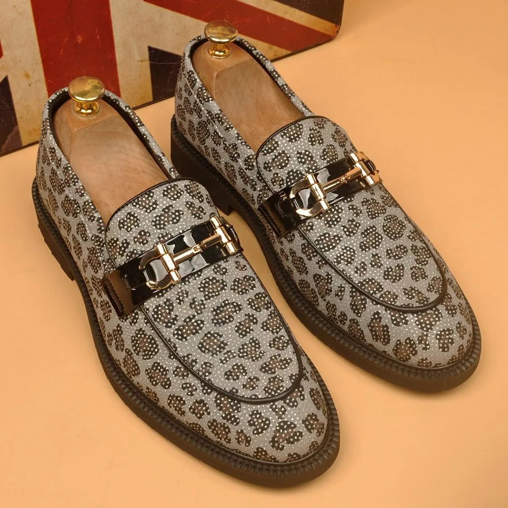Elegant Leopard Suede Men's Loafers