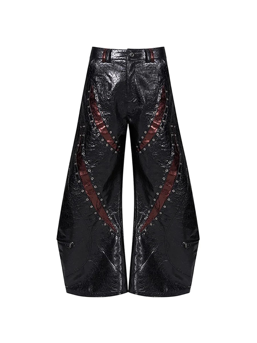Faux Leather Punk Wide-Leg Pants