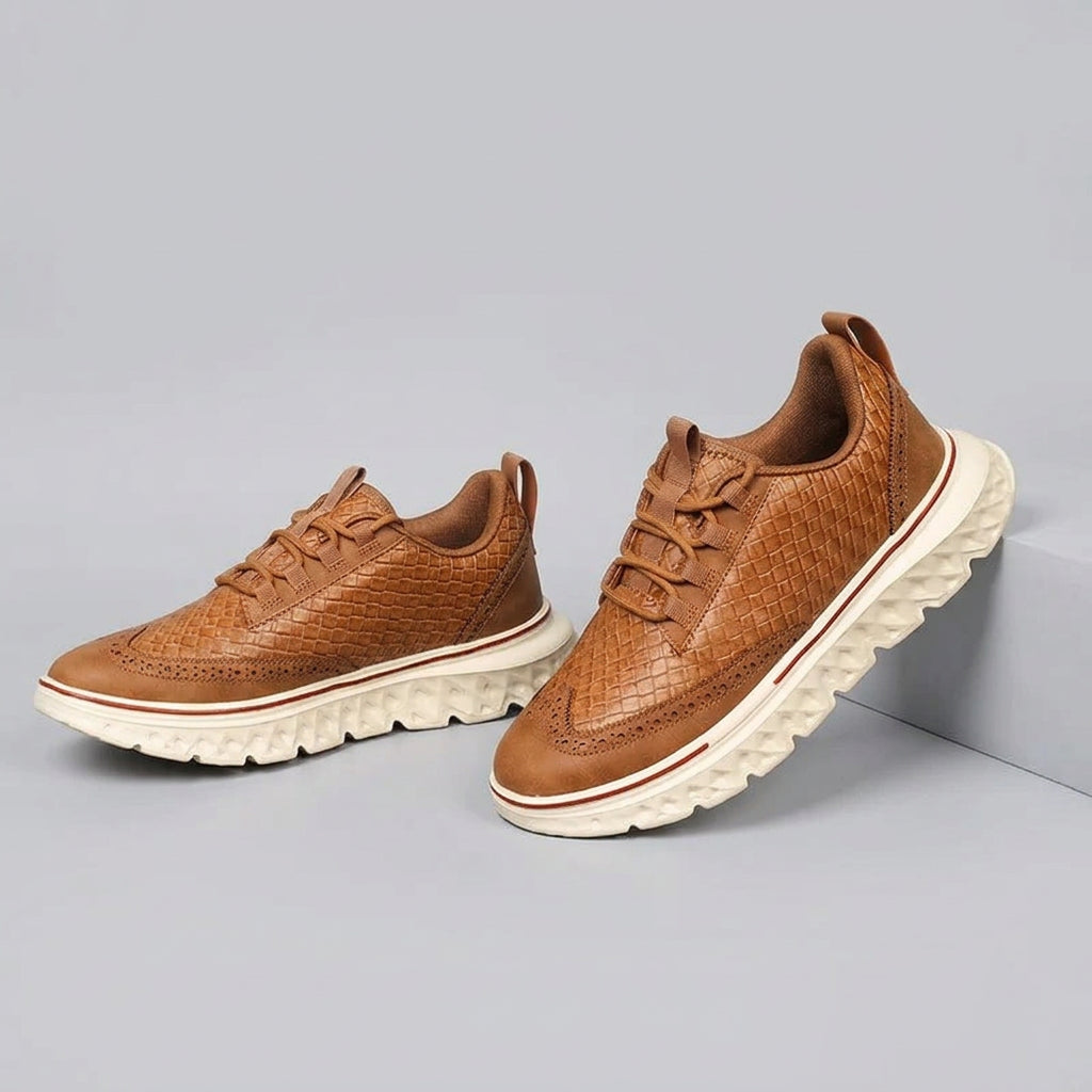 Casual Solid Woven Texture Brogues Sneakers