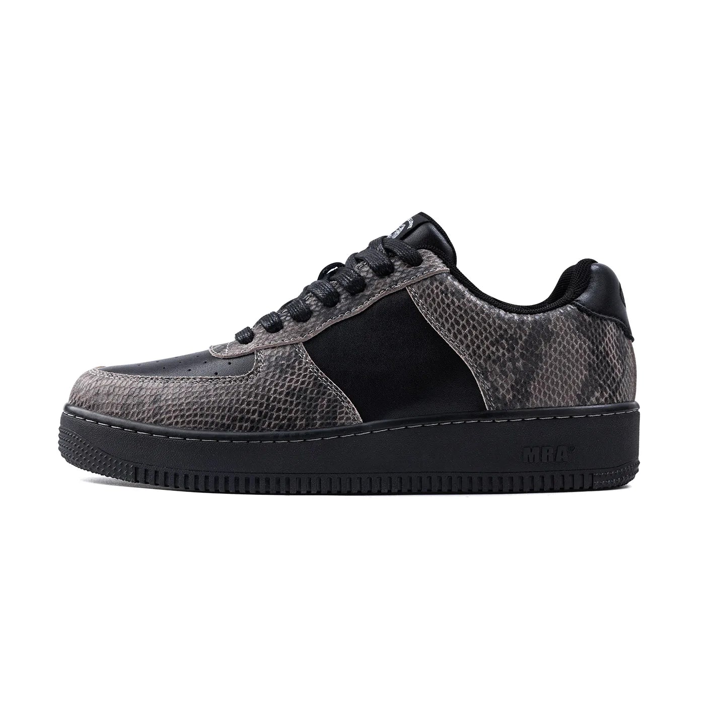 Black Snakeskin Thick-Soled Sneakers