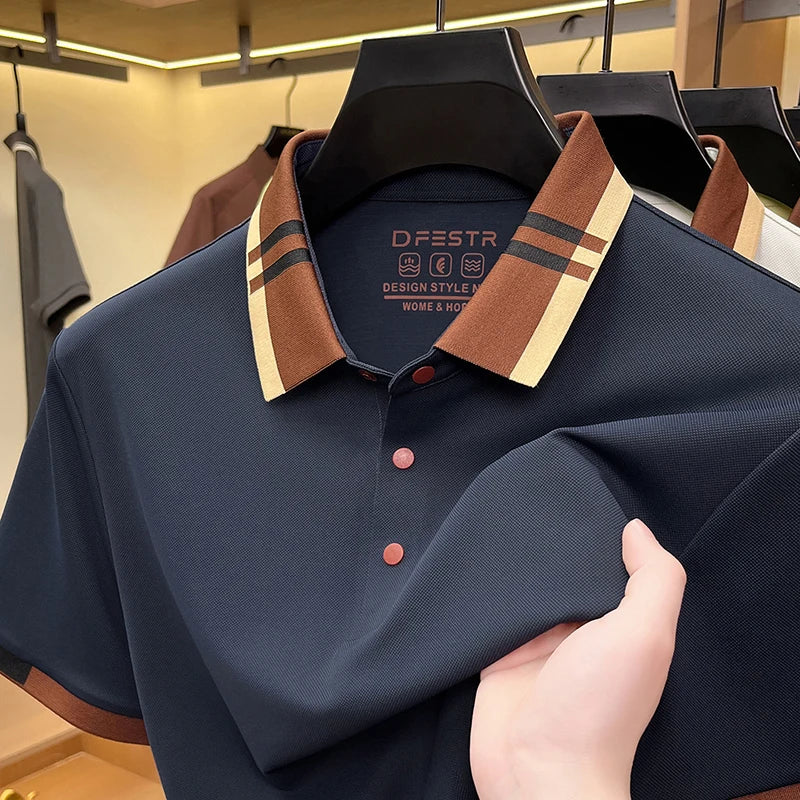 Contrast Collar Trim Polo Shirt