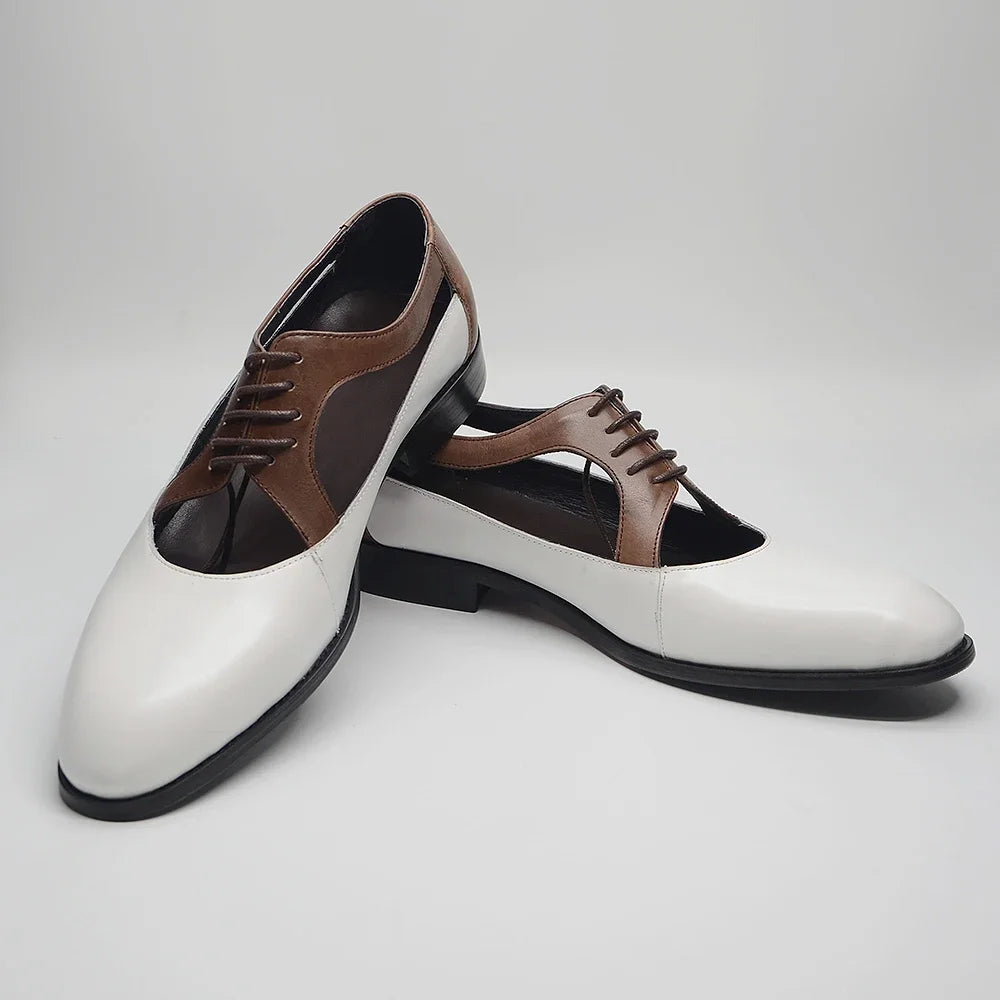Lace-Up Hollow Genuine Leather Shoes