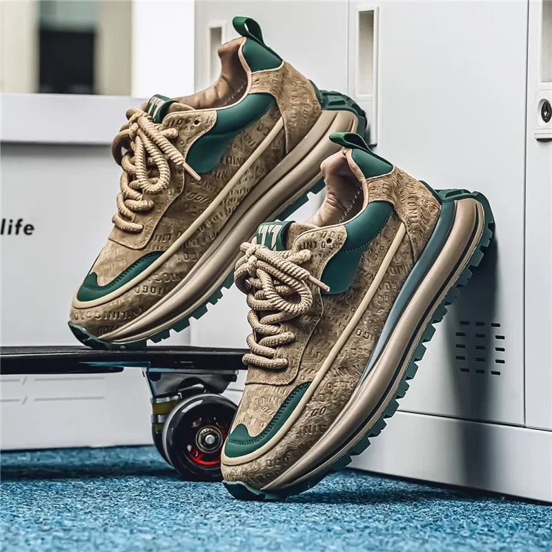 Letter Pattern Thick Bottom Men's Sneakers