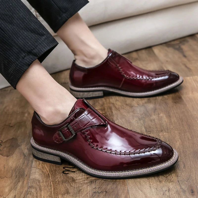 Crocodile Embossed Monk Buckle Loafers