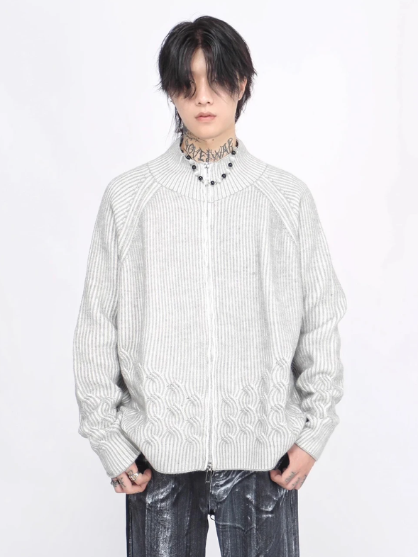 Vertical Stripes Knitted Design Cardigan