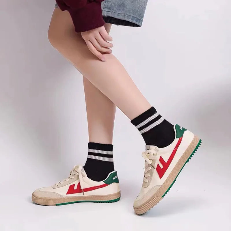 Flat Canvas Upper Lace-Up Sneakers
