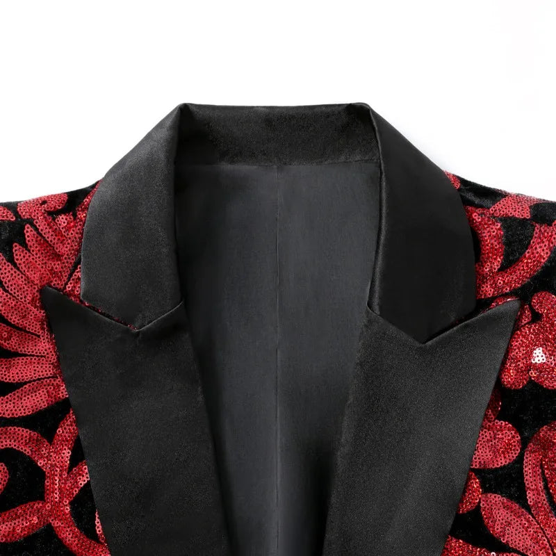 Red-Black Luxury Shimmer Blazer