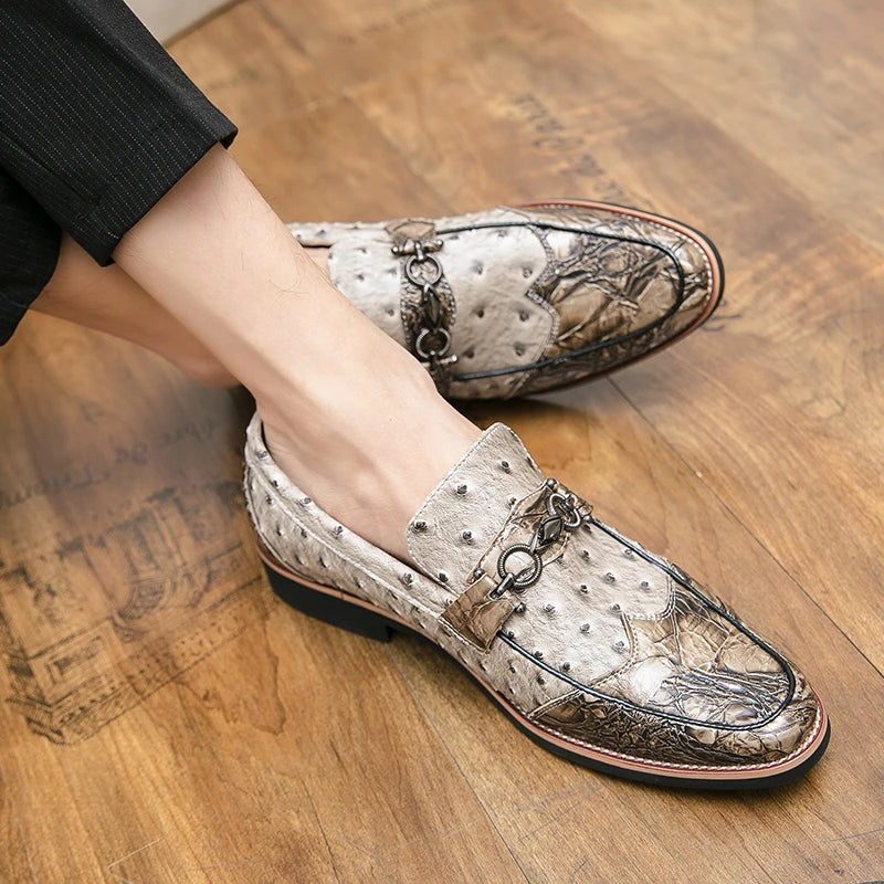 Exotic Leather Buckle Loafers