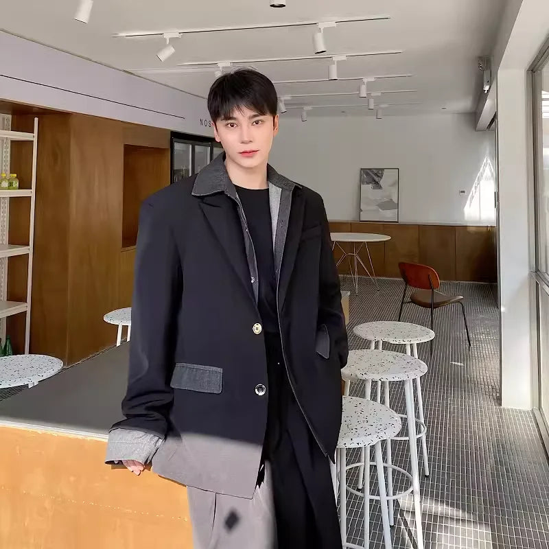 Faux Two Piece Shoulder Padded Blazer