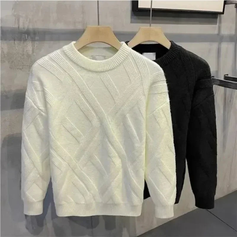 Rhombus Knitted Wool Sweater