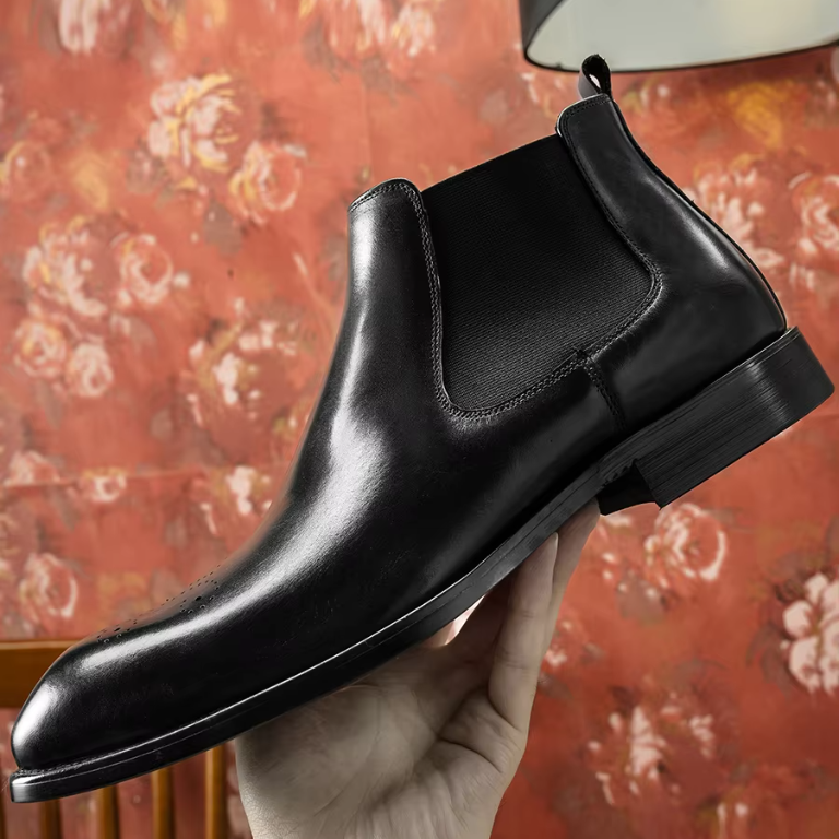Elegant Solid Leather Chelsea Boots