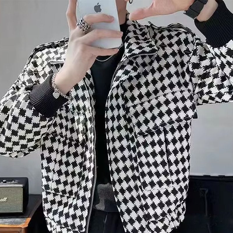 Geometric Black & White Men's Jacket