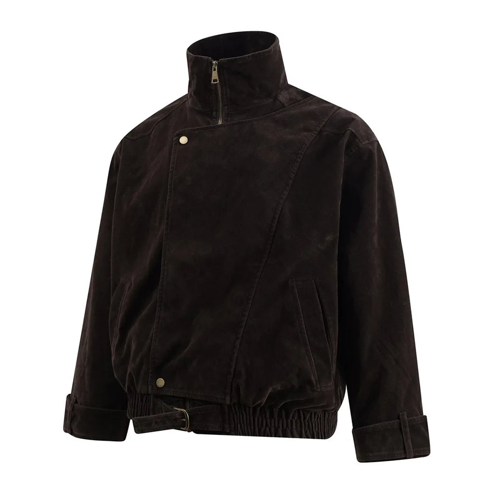 Stand Collar Asymmetrical Zipper Jacket