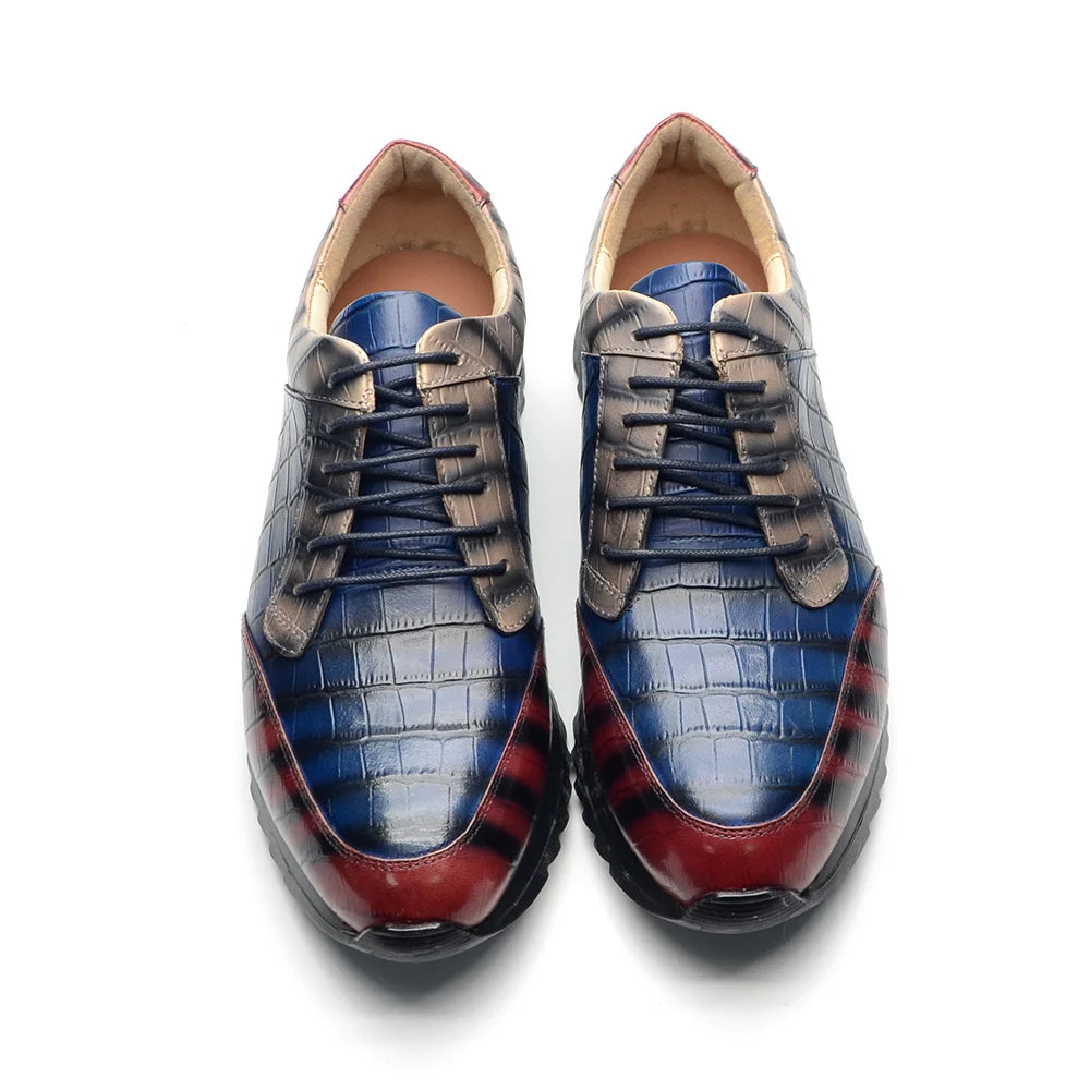 Crocodile Print Elegant Derby Shoes