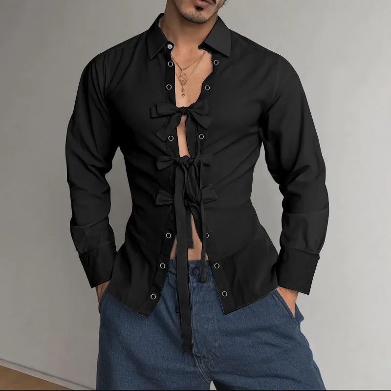 Long Sleeve Bowknot Button Shirt