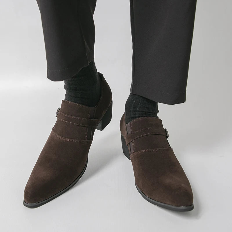 Suede Heeled Banquet Men's Shoes