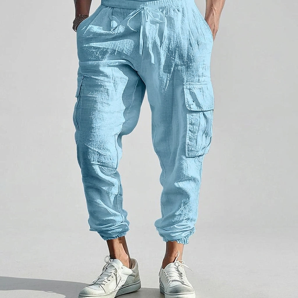 Solid Loose Drawstring Multi-Pocket Jogger Pants