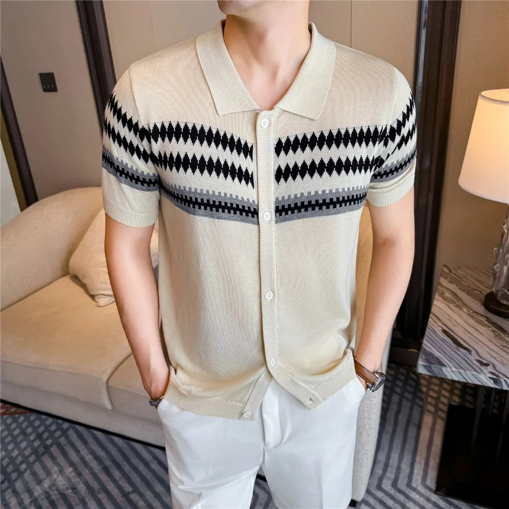 Lyocell Knitted Single Buttoned Shirt
